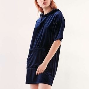 Silence + Noise Velvet Hoodie T Shirt Dress